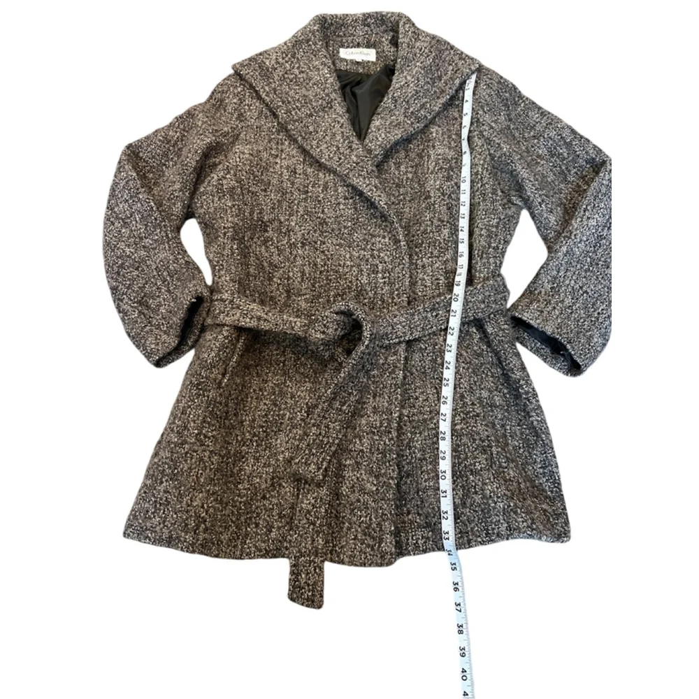 Calvin Klein Charcoal Belted Pea Coat - Picture 7 of 9